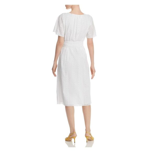NWT JOIE Womens White Short Sleeve V Neck Midi Shirt Dress Size: 6 - Picture 2 of 3